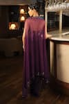 Shop_Esha L Amin_Purple Open Neck Embroidered Border Long Cape _at_Aza_Fashions