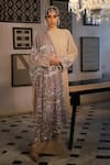 Buy_Esha L Amin_Beige Net Embroidery, Sequins Dupatta _at_Aza_Fashions