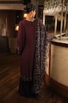 Shop_Esha L Amin_Purple Georgette, Net Sequins, Embroidery Round Neck Cuff Kurta _at_Aza_Fashions