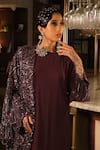 Buy_Esha L Amin_Purple Georgette, Net Sequins, Embroidery Round Neck Cuff Kurta _Online_at_Aza_Fashions