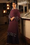 Esha L Amin_Purple Net Sequins, Embroidery Dupatta _Online_at_Aza_Fashions