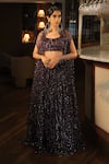 Buy_Esha L Amin_Purple Net, Crepe Sequins, Embroidery Lehenga _at_Aza_Fashions