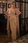 Esha L Amin_Beige Crepe Knotted Sarong Skirt _Online_at_Aza_Fashions