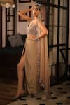 Buy_Esha L Amin_Beige Crepe Knotted Sarong Skirt _Online_at_Aza_Fashions