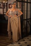 Buy_Esha L Amin_Beige Crepe Knotted Sarong Skirt _at_Aza_Fashions