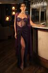 Buy_Esha L Amin_Purple Crepe Knotted Sarong Skirt _at_Aza_Fashions