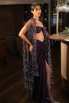 Esha L Amin_Purple Crepe Knotted Sarong Skirt _Online_at_Aza_Fashions