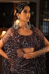 Esha L Amin_Purple Open Neck Embroidered Cape _Online_at_Aza_Fashions