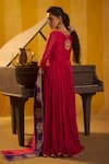 Shop_Hirika & Dhruti_Red Silk, Organza Embroidery, Sequins, Beads Dori Tikki Work Anarkali And Dupatta _at_Aza_Fashions