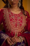 Shop_Hirika & Dhruti_Red Silk, Organza Embroidery, Sequins, Beads Dori Tikki Work Anarkali And Dupatta _Online_at_Aza_Fashions