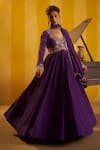 Buy_Hirika & Dhruti_Purple Crinkle, Chanderi Embroidery, Hand Pleated Anarkali And Dupatta _at_Aza_Fashions