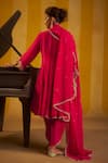 Shop_Hirika & Dhruti_Pink Silk, Organza Embroidery, Stones, Tikki Zardosi Kalli Kurta And Dhoti Set _at_Aza_Fashions