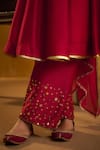 Hirika & Dhruti_Red Silk, Organza Sequins, Beads, Zari, Hand Work Kurta, Pant And Dupatta _Online_at_Aza_Fashions