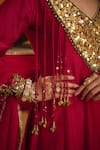 Buy_Hirika & Dhruti_Red Silk, Organza Sequins, Beads, Zari, Hand Work Kurta, Pant And Dupatta 