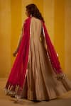 Shop_Hirika & Dhruti_Brown Silk, Chanderi Embroidery, Stones, Moti Work Anarkali And Colorful Dupatta _at_Aza_Fashions