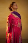Buy_Hirika & Dhruti_Pink Silk Zari, Embroidery, Sequins, Gota Patti Round Anarkali And Dupatta Set _Online_at_Aza_Fashions