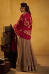 Shop_Hirika & Dhruti_Brown Chanderi Sequins, Embroidery, Gota Tikki Pleated Anarkali And Jhal Dupatta _at_Aza_Fashions