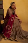 Hirika & Dhruti_Brown Chanderi Sequins, Embroidery, Gota Tikki Pleated Anarkali And Jhal Dupatta _at_Aza_Fashions