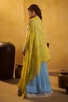 Shop_Hirika & Dhruti_Sky Blue Chanderi Sequins, Embroidery Tikki Pleated Anarkali And Jhal Dupatta _at_Aza_Fashions