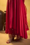 Hirika & Dhruti_Red Cotton, Silk, Organza Embroidery Round Neck Hand Anarkali Sharara Set _Online_at_Aza_Fashions