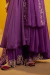 Hirika & Dhruti_Purple Cotton, Silk, Organza Embroidery, Hand Anarkali Sharara Set With Dupatta _Online_at_Aza_Fashions
