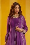 Shop_Hirika & Dhruti_Purple Cotton, Silk, Organza Embroidery, Hand Anarkali Sharara Set With Dupatta _Online_at_Aza_Fashions
