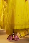 Hirika & Dhruti_Yellow Chanderi Embroidery, Marodi Work Anarkali, Pant And Chitta Dupatta Set _Online_at_Aza_Fashions