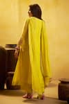 Shop_Hirika & Dhruti_Yellow Chanderi Embroidery, Marodi Work Anarkali, Pant And Chitta Dupatta Set _at_Aza_Fashions