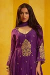 Buy_Hirika & Dhruti_Purple Chanderi Embroidery, Sequins, Marodi Work Kurta Pant And Dupatta Set _Online_at_Aza_Fashions