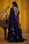 Shop_Hirika & Dhruti_Navy Organza Embroidery, Zari, Sequins, Zardozi Hand Work Jacket Lehenga Set _at_Aza_Fashions