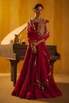 Buy_Hirika & Dhruti_Red , , Zari, Sequins, Hand Jacket Lehenga Set _at_Aza_Fashions