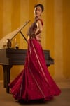 Buy_Hirika & Dhruti_Red , , Zari, Sequins, Hand Jacket Lehenga Set _Online_at_Aza_Fashions
