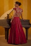 Shop_Hirika & Dhruti_Red , , Zari, Sequins, Hand Jacket Lehenga Set _at_Aza_Fashions