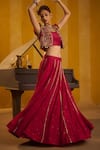 Shop_Hirika & Dhruti_Red , , Zari, Sequins, Hand Jacket Lehenga Set _Online_at_Aza_Fashions