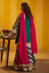 Shop_Hirika & Dhruti_Teal Silk, Organza Gota Patti V-neck Kurta Sharara And Dupatta Set _at_Aza_Fashions