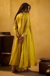Shop_Hirika & Dhruti_Yellow Silk Embroidery, Sequins, Tassels, Metal Tikki Work Angarkha Pant Set _at_Aza_Fashions
