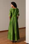 Shop_Kharakapas_Green Chanderi Silk Gota Patti V-neck Panna Jumpsuit _at_Aza_Fashions