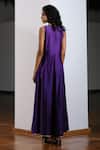 Shop_Kharakapas_Purple Chanderi V-neck Kachnaar Jumpsuit _at_Aza_Fashions