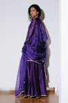 Shop_Kharakapas_Purple Kota Doria, Silk Embroidery, Fringe, Lace, Patti Angoor Dupatta _at_Aza_Fashions