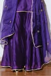 Buy_Kharakapas_Purple Kota Doria, Silk Embroidery, Fringe, Lace, Patti Angoor Dupatta _Online_at_Aza_Fashions