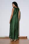 Shop_Kharakapas_Green Chanderi Silk Gota Patti V-neck Emerald Jumpsuit _at_Aza_Fashions