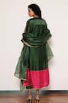 Shop_Kharakapas_Green Chanderi, Silk Embroidery V-neck Iraani Kurta Set _at_Aza_Fashions