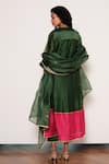Shop_Kharakapas_Green Kota Doria, Silk Embroidery, Lace, Fringe Iraani Dupatta _at_Aza_Fashions