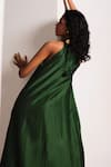 Shop_Kharakapas_Green Chanderi Gota Patti Halter Neck Vriksh Silk Gown _at_Aza_Fashions