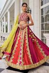 Buy_Nidhika Shekhar_Pink Silk, Net Embroidery, Mirrors, Sequins, Prakash E Ullas Lehenga Set _at_Aza_Fashions