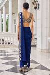 Shop_Nidhika Shekhar_Gold Crepe Embroidery, Mirrors, Harsh E Ullas Pre-draped Saree With Blouse _at_Aza_Fashions