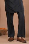 Ahi Clothing_Blue Crepe, Silk Navy Printed Nehru Jacket And Kurta Set _Online_at_Aza_Fashions