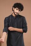Buy_Ahi Clothing_Blue Crepe, Silk Navy Printed Nehru Jacket And Kurta Set _Online_at_Aza_Fashions