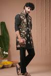 Buy_Ahi Clothing_Olive Green Organza, Silk Embroidery, Mirrors Sheer Nehru Jacket And Kurta Set _Online_at_Aza_Fashions
