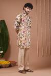 Buy_Ahi Clothing_Cream Organza Embroidery Lemon Printed Kurta And Pant Set _Online_at_Aza_Fashions